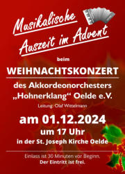 Akkordeonorchester Hohnerklang Oelde Adventskonzert 2024