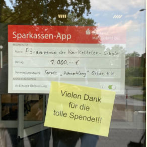 Die Von-Ketteler-Schule bedankt sich für die Spende