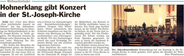 Pressebericht Weihnachtskonzert 2021